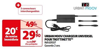 Promoties Urban moov chargeur universel pour trottinette - TnB - Geldig van 23/04/2024 tot 29/04/2024 bij Auchan