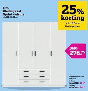 Promoties Kledingkast sprint 4-deurs - Huismerk - Leen Bakker - Geldig van 22/04/2024 tot 05/05/2024 bij Leen Bakker