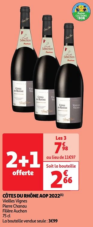 Promoties Côtes du rhône aop 2022 - Rode wijnen - Geldig van 23/04/2024 tot 29/04/2024 bij Auchan
