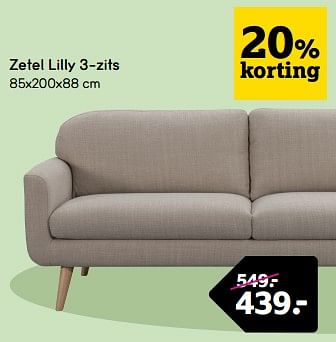 Promotions Zetel lilly 3 zits - Produit maison - Leen Bakker - Valide de 22/04/2024 à 05/05/2024 chez Leen Bakker