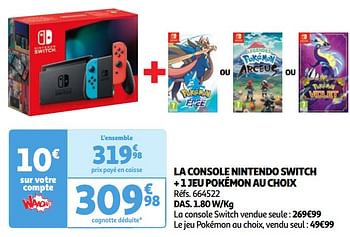 Promotions La console nintendo switch + 1 jeu pokémon au choix - Nintendo - Valide de 23/04/2024 à 29/04/2024 chez Auchan Ronq