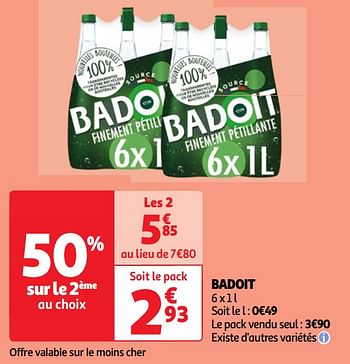 Promotions Badoit - Badoit - Valide de 23/04/2024 à 29/04/2024 chez Auchan Ronq