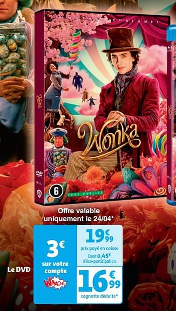 Promotions Le dvd wonka - Produit Maison - Auchan Ronq - Valide de 23/04/2024 à 29/04/2024 chez Auchan Ronq
