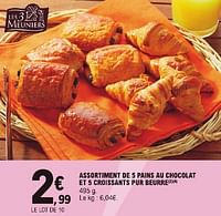 Assortiment de 5 pains au chocolat et 5 croissants pur beurre-Les 3 Meuniers