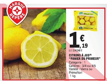 Promoties Citrons à jus panier du primeur - Huismerk - E.Leclerc - Geldig van 23/04/2024 tot 04/05/2024 bij E.Leclerc