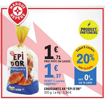 Promoties Croissants x8 epi d`or - Epi D'Or - Geldig van 23/04/2024 tot 04/05/2024 bij E.Leclerc