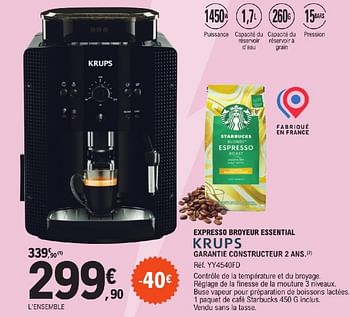 Promoties Krups expresso broyeur essential yy4540fd - Krups - Geldig van 23/04/2024 tot 04/05/2024 bij E.Leclerc