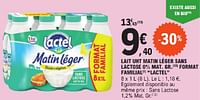 Promoties Lait uht matin léger sans lactose met gr format familial lactel - Lactel - Geldig van 23/04/2024 tot 04/05/2024 bij E.Leclerc