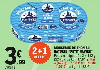 Promoties Morceaux de thon au naturel petit navire - PETIT NAVIRE - Geldig van 23/04/2024 tot 04/05/2024 bij E.Leclerc