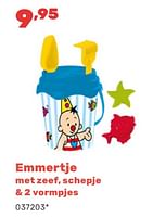Promoties Emmertje met zeef schepje + 2 vormpjes - Bumba - Geldig van 15/04/2024 tot 17/08/2024 bij Happyland