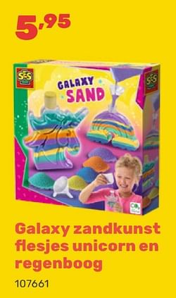 Galaxy zandkunst flesjes unicorn en regenboog