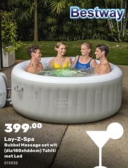 Lay-z-spa bubbel massage set wit tahiti met led