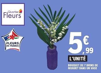 Promoties Bouquet de 7 brins de muguet dans un vase - Huismerk - E.Leclerc - Geldig van 23/04/2024 tot 04/05/2024 bij E.Leclerc