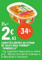 Promoties Carottes râpées au citron de sicile maxi format bonduelle - Bonduelle - Geldig van 23/04/2024 tot 04/05/2024 bij E.Leclerc