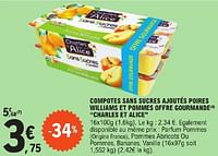 Compotes sans sucres ajoutés poires williams et pommes offre gourmande charles et alice-Charles et Alice