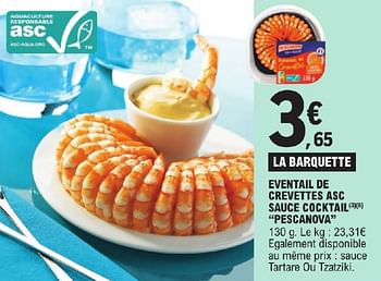 Promoties Eventail de crevettes asc sauce cocktail pescanova - Pescanova - Geldig van 23/04/2024 tot 04/05/2024 bij E.Leclerc