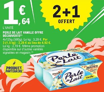 Promoties Perle de lait vanille offre découverte - Yoplait - Geldig van 23/04/2024 tot 04/05/2024 bij E.Leclerc