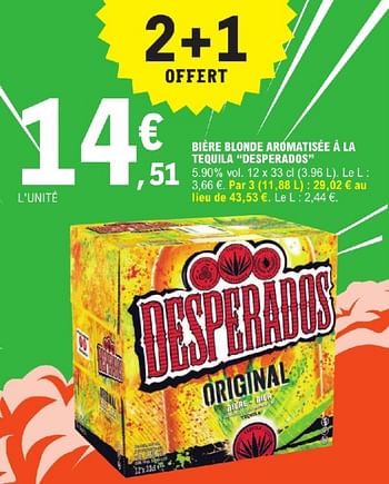 Promoties Bière blonde aromatisée à la tequila desperados - Desperados - Geldig van 23/04/2024 tot 04/05/2024 bij E.Leclerc
