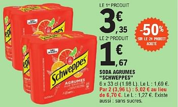 Promoties Soda agrumes schweppes - Schweppes - Geldig van 23/04/2024 tot 04/05/2024 bij E.Leclerc