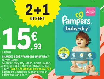 Promoties Changes bébé pampers baby dry - Pampers - Geldig van 23/04/2024 tot 04/05/2024 bij E.Leclerc