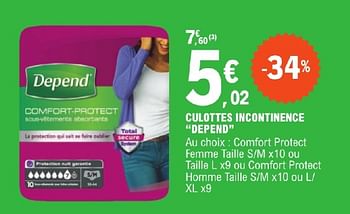 Promoties Culottes incontinence depend - Depend - Geldig van 23/04/2024 tot 04/05/2024 bij E.Leclerc