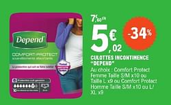Culottes incontinence depend