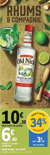 Rhum blanc old nick-Old Nick