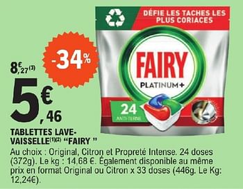 Promoties Tablettes lave vaisselle fairy - Fairy - Geldig van 23/04/2024 tot 04/05/2024 bij E.Leclerc
