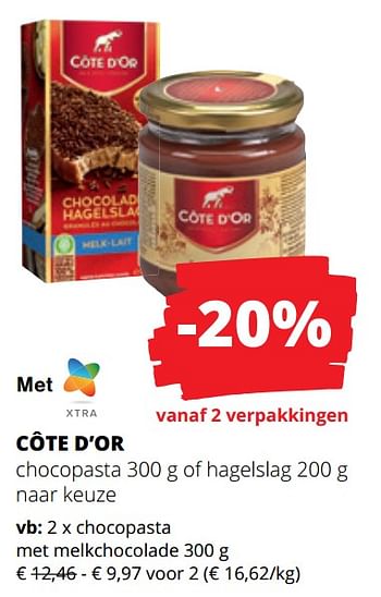 Promotions Chocopasta met melkchocolade - Cote D'Or - Valide de 25/04/2024 à 08/05/2024 chez Spar (Colruytgroup)