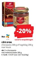 Promoties Chocopasta met melkchocolade - Cote D'Or - Geldig van 25/04/2024 tot 08/05/2024 bij Spar (Colruytgroup)