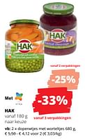 Promoties Doperwtjes met worteltjes - Hak - Geldig van 25/04/2024 tot 08/05/2024 bij Spar (Colruytgroup)