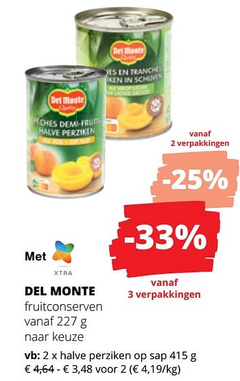 Promotions Fruitconserven halve perziken op sap - Del Monte - Valide de 25/04/2024 à 08/05/2024 chez Spar (Colruytgroup)