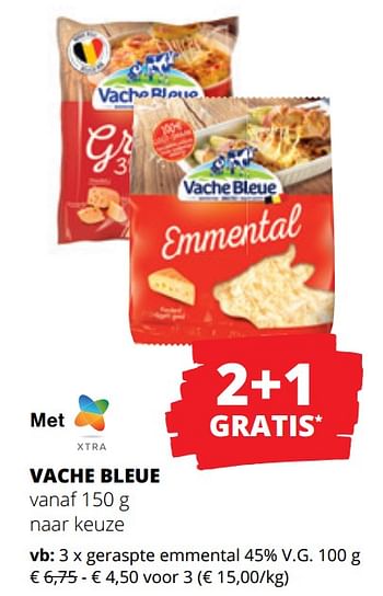 Promoties Geraspte emmental - Vache bleue - Geldig van 25/04/2024 tot 08/05/2024 bij Spar (Colruytgroup)