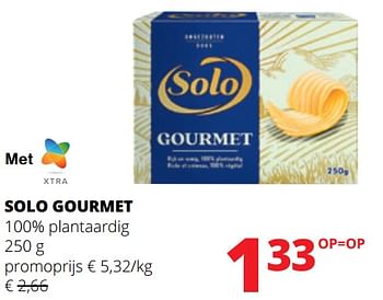 Promotions Gourmet plantaardig - Solo - Valide de 25/04/2024 à 08/05/2024 chez Spar (Colruytgroup)