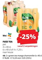 Promoties Green tea mango chamomille - FuzeTea - Geldig van 25/04/2024 tot 08/05/2024 bij Spar (Colruytgroup)