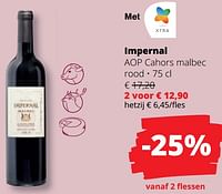 Promoties Impernal aop cahors malbec rood - Rode wijnen - Geldig van 25/04/2024 tot 08/05/2024 bij Spar (Colruytgroup)