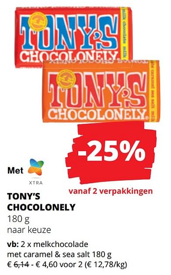 Promotions Melkchocolade met caramel + sea salt - Tony's Chocolonely - Valide de 25/04/2024 à 08/05/2024 chez Spar (Colruytgroup)