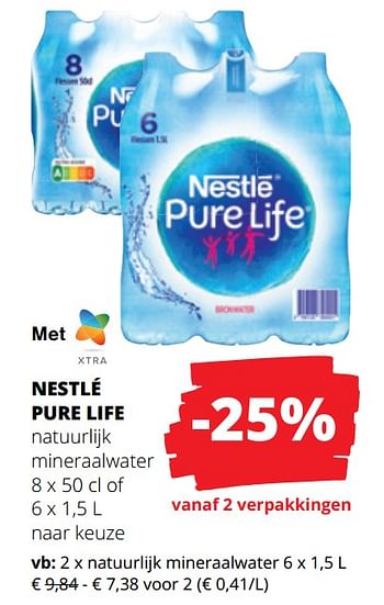 Promotions Pure life natuurlijk mineraalwater - Nestlé - Valide de 25/04/2024 à 08/05/2024 chez Spar (Colruytgroup)