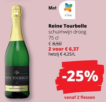 Promotions Reine tourbelle schuimwijn droog - Mousseux - Valide de 25/04/2024 à 08/05/2024 chez Spar (Colruytgroup)