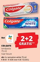 Promoties Tandpasta sensation white - Colgate - Geldig van 25/04/2024 tot 08/05/2024 bij Spar (Colruytgroup)