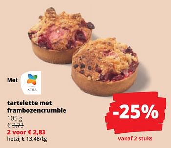 Promotions Tartelette met frambozencrumble - Produit Maison - Spar Retail - Valide de 25/04/2024 à 08/05/2024 chez Spar (Colruytgroup)
