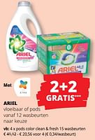 Promoties Vloeibaar of pods color clean + fresh - Ariel - Geldig van 25/04/2024 tot 08/05/2024 bij Spar (Colruytgroup)