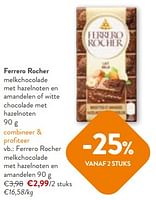 Promoties Ferrero rocher melkchocolade met hazelnoten en amandelen - Ferrero - Geldig van 24/04/2024 tot 07/05/2024 bij OKay