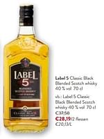 Promoties Label 5 classic black blended scotch whisky - Label 5 - Geldig van 24/04/2024 tot 07/05/2024 bij OKay