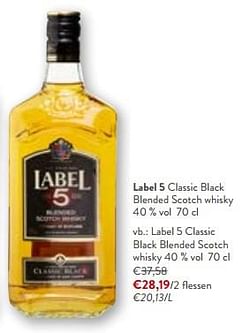 Label 5 classic black blended scotch whisky