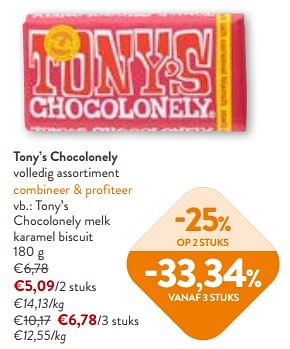 Promoties Tony`s chocolonely melk karamel biscuit - Tony's Chocolonely - Geldig van 24/04/2024 tot 07/05/2024 bij OKay