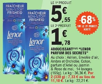 Promotions Adoucissant lenor parfum des secrets - Lenor - Valide de 23/04/2024 à 04/05/2024 chez E.Leclerc