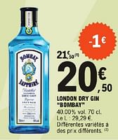 Promotions London dry gin bombay - Bombay - Valide de 23/04/2024 à 04/05/2024 chez E.Leclerc