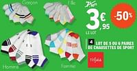 Promotions Lot de 5 ou 6 paires de chausettes de sport - Tissaia - Valide de 23/04/2024 à 04/05/2024 chez E.Leclerc