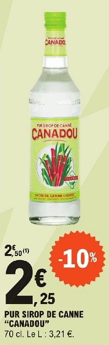 Promotions Pur sirop de canne canadou - Canadou - Valide de 23/04/2024 à 04/05/2024 chez E.Leclerc